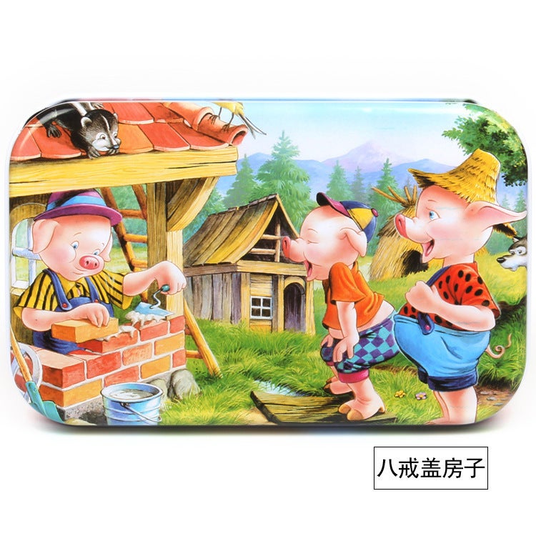 Wooden Puzzle Small Cans Gift Box Children'S Puzzle Puzzle 60 Pieces Iron Boxed Kindergarten Early Education Wooden Toys For Hair - Image 1